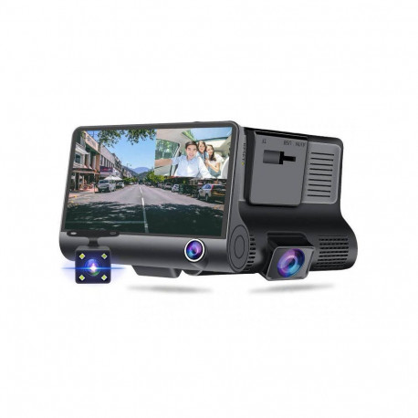 RoGer 3in1 Car video recorder with integrated front / rear / inside camera / Full HD / 170 degree v
