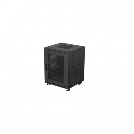 19" Free Standing Rack Mount Cabinet 15U 600x600 black perforated doors by Lanberg (flat pack)