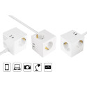 "kabelmeister Steckdosenwürfel mit 5m Zuleitung 3x SchuKo; 1x USB-C 20W PD 3.0; USB-A 18W Weiß"