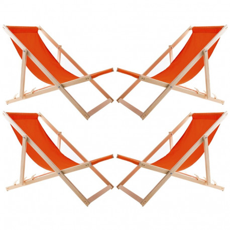 Zestaw 4 leżaków, pomarańczowy, zmontowany, Woodok