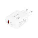76-029# võrgulaadija usb + usb-c pd 45w gan