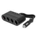Rozdzielacz gniazda zapalniczki z ładowarką 2x usb-a 1x usb-c 12v 24v 120w 80cm amio-04367