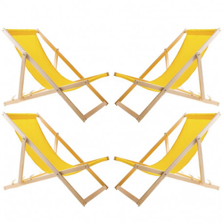 Zestaw czterech leżaków żółtych, Woodok, zmontowany