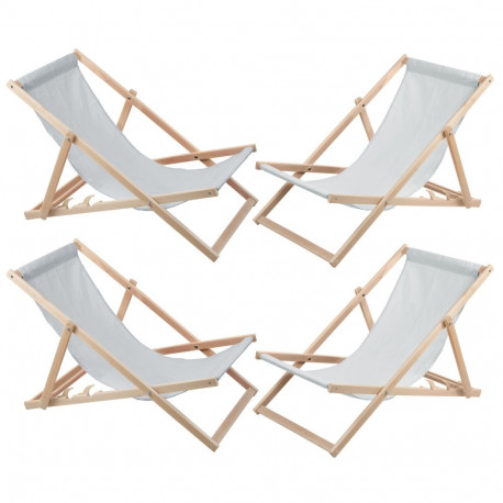 Zestaw czterech leżaków jasny popiel, Woodok, zmontowany