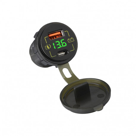 75-699# paigaldatav autolaadija usb+usb-c m18a voltmeeter