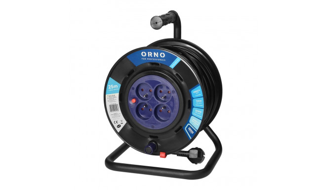 "trumliga pikendusjuhe, 4 pistikupesa 2P+Z, PVC-kaabel H05VV-F 3x1,5mm, pikkus 25m, statsionaarsed p