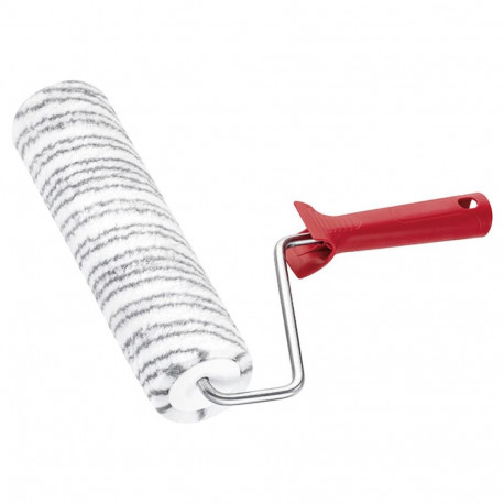 Värvirull käepidemega. 25cm Ø47mm, 18mm, polüakrüül, punased triibud