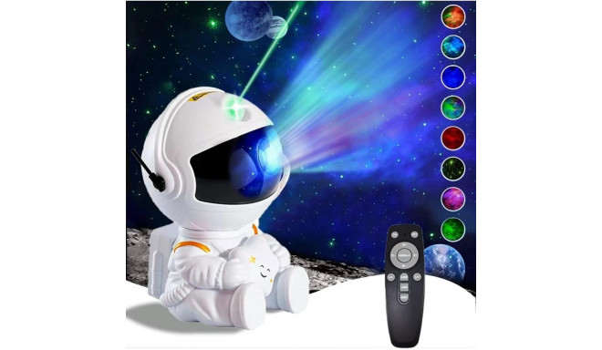 Bemi Sitting Astronout 360 degree Rotate Head Star Sky & Nebula projector with Remote White
