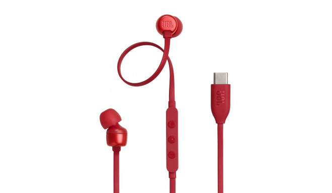 JBL Tune 310C USB-C Cable 1.2m Hi-Res Audio In-Ear In-Ear Headphones with Mic & Remote Red