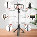 Elight S3L 3in1 LED Gaismas Selfie Nūja & Video WEB zvanes Statīvs līdz 68cm & Aiztvara Poga Melna