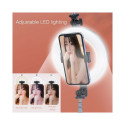 CP X4 LED 16cm Rechargeable Selfie Ring Light with BT Remote & Handle + Floor Stand 20-90cm + Phone 