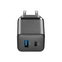 Cellularline Multipower Micro GaN - Ładowarka sieciowa USB-C & USB-A Power Delivery 30W (czarny)