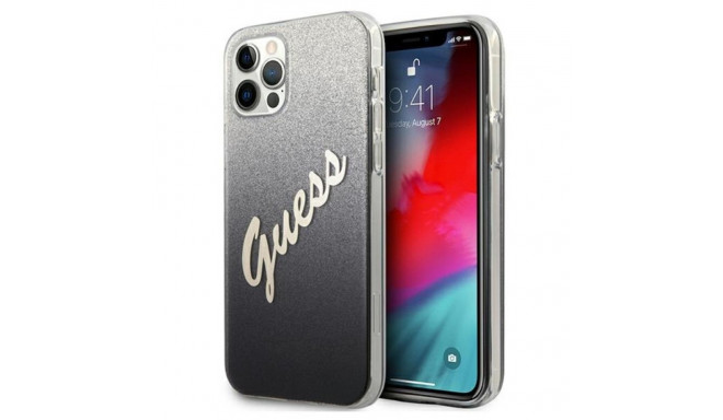 Guess Glitter Gradient Script - Etui iPhone 12 Pro Max (czarny)