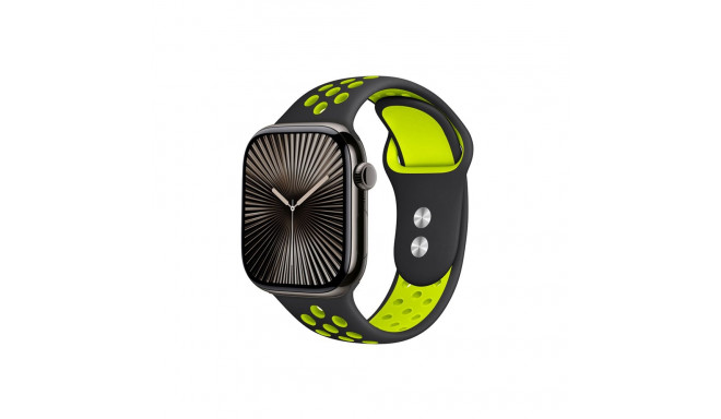 Crong Duo Sport - Pasek do Apple Watch 38/40/41/42 mm (czarny/limonkowy)