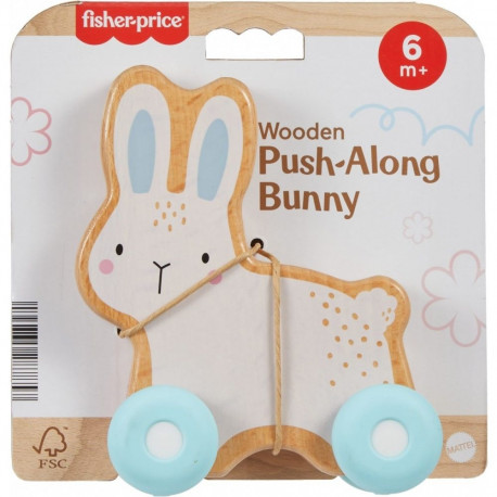 Wooden bunny on wheels