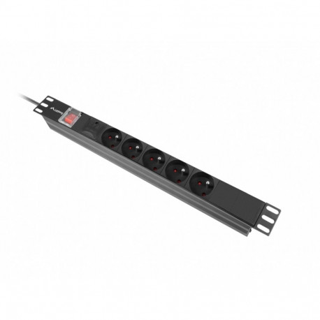 PDU raki toitejaotur 19inch 1U 16A 5x230V 2m C14, must