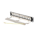 Patch Panel 12 Port 1U 10 inch FTP with organizer for keystone modules, black