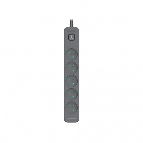 Power Line+ ülepingekaitsega pikendusjuhe 5m 5 pesa, grafiithall