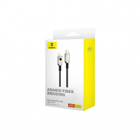 Cable - Baseus Unbreakable USB C to iP 2m 20W 480Mbit/s Zinc Alloy Aramid Fiber Black