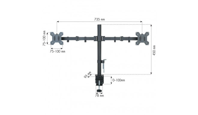 Monitor Mount - Techly ICA-LCD 382-D Supports 13"-27" Screens 20kg Black