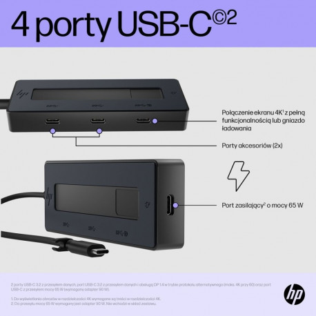 Computer Accessory - HP 4K USB-C Multiport Hub 10Gbps 4 Ports Compact