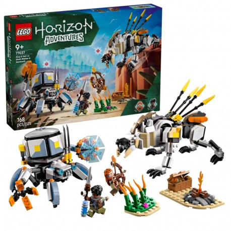 Construction Set - LEGO HORIZON 77037 Aloy & Varl vs. Shell-Walker & Sawtooth 768 Elements, 2 Minifi