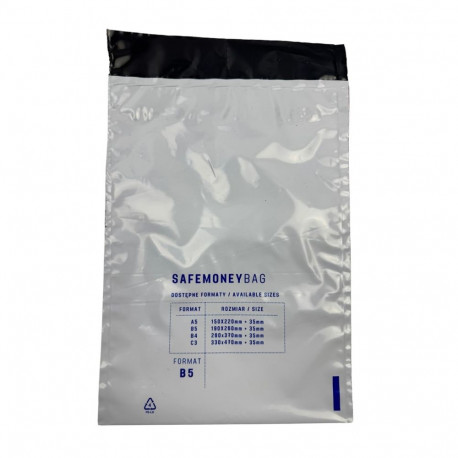 Security Envelope - BESTPAK SAFEMONEYBAG B4 Transparent Deposit Envelopes 260x370 mm 100 pcs.