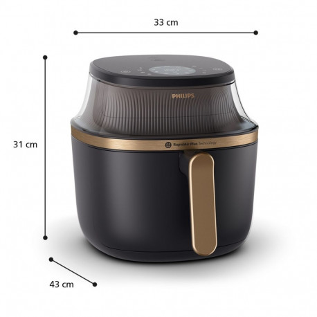 Air Fryer - Philips 3000 Series NA332/00 6.2L 1700W Hot Air Fryer Black