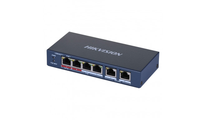 Networking Switch - Hikvision DS-3E0106HP-E 6-Port Unmanaged PoE 30W Blue