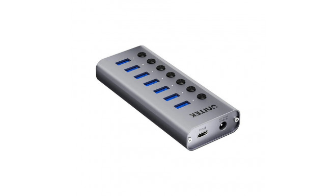 USB Hub - Unitek H1314A01-EU 7-Port USB-A 3.0 5 Gbps with USB-C, 4K@60Hz, SD Reader