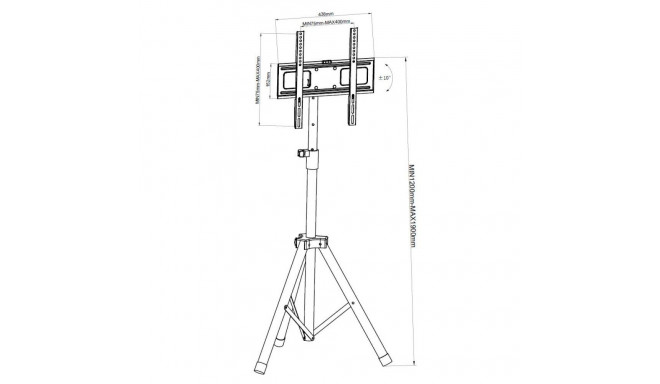 TV Stand - Techly Universal Floor Tripod for 17-60" TVs Black