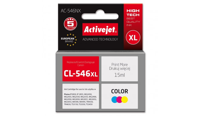 Ink Cartridge - Activejet AC-546NX Replacement for Canon CL-546XL, 15 ml, High Yield, Colour