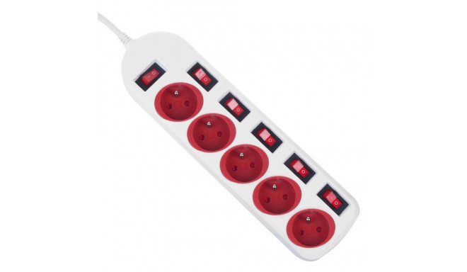 Power Strip - Maclean MCE204 5 Socket Extension Cable with Switches 250VAC/10A 1.5m R/W