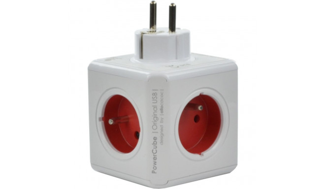 Power Extension Cord - Allocacoc PowerCube 4 AC Outlets USB Type E Indoor Red Allocacoc PowerCube Or