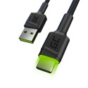 USB Cable - Green Cell KABGC06 1.2m USB A to USB C Black