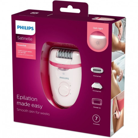 Epilator - Philips Satinelle Essential Corded with Trimmer Pink