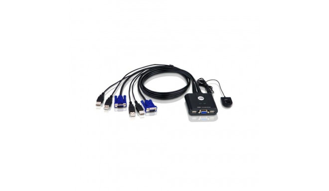 KVM Switch - ATEN 2-Port USB VGA Black ATEN 2-Port USB VGA KVM Switch with Audio Support