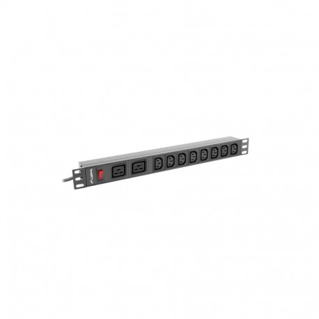 Power Strip - Lanberg PDU Rack 1U 16A 10 Outlets Black
