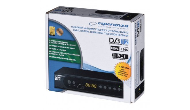 Set-Top Box - Esperanza EV106P HDMI USB 2.0 Timeshift DVB-T2 Black