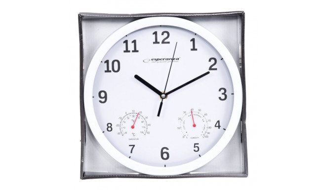 Wall Clock - Esperanza EHC016W Quartz Round Temperature & Humidity White