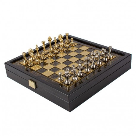 Manopoulos Classic Metal Staunton Chess Set 27cm
