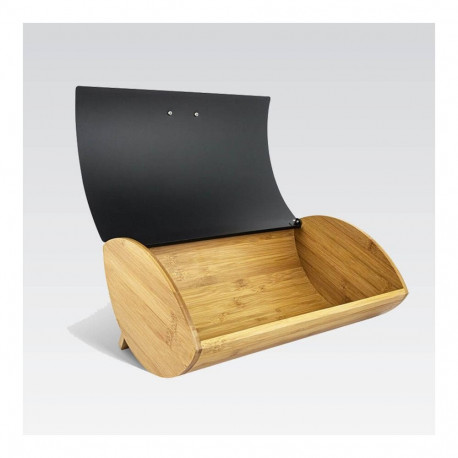 Bread Box - Maestro MR-1775 Black with Bamboo Handle