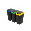 Trash Bin Set - ROTHO Twist 3 x 25L Blue, Black, Red, Green