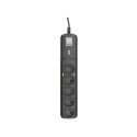 Extension cord - LESTAR LV530W 5 AC Outlets 2.5 m Black Grey