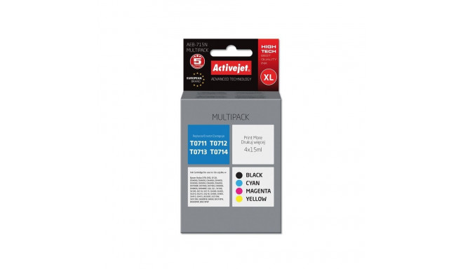 Ink Cartridge Multipack - Activejet AEB-715N 4x15ml Black, Magenta, Cyan, Yellow
