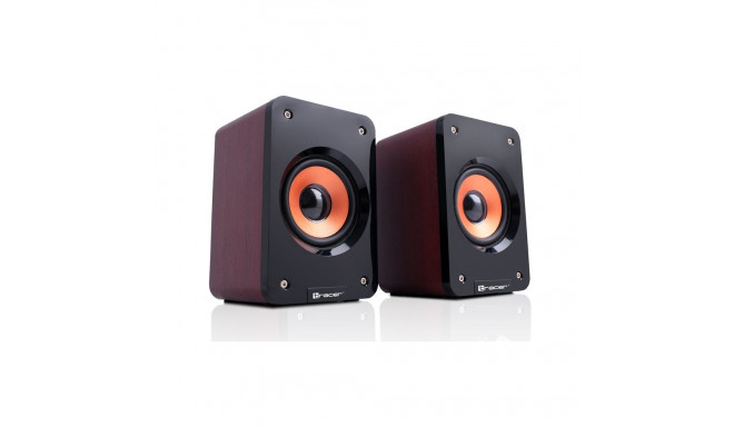 Speaker - Tracer Orlando 5W Wired Satellite Speakers Black Orange Wood