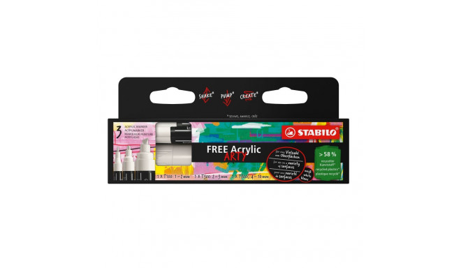 Marker permanent STABILO FREE Acrylic valge T100, T300, T800C