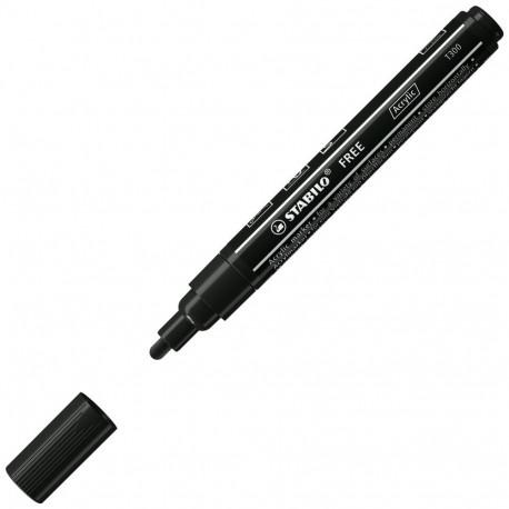 Marker permanent STABILO FREE Acrylic T300, must, 2-3mm