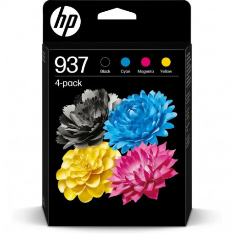 HP 937 CMYK 4-Pack (6C400NE) Ink Cartridge Multipack, C/M/Y/BK