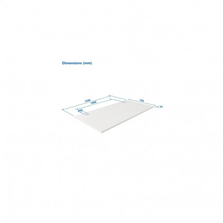 Up Up Table top L White, 1500x750x25mm (Laminated particle board) (SPEC)